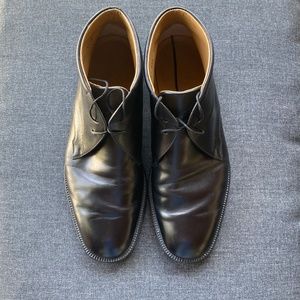 SALVATORE FERRAGAMO Black Leather Chukka Boot, 9.5